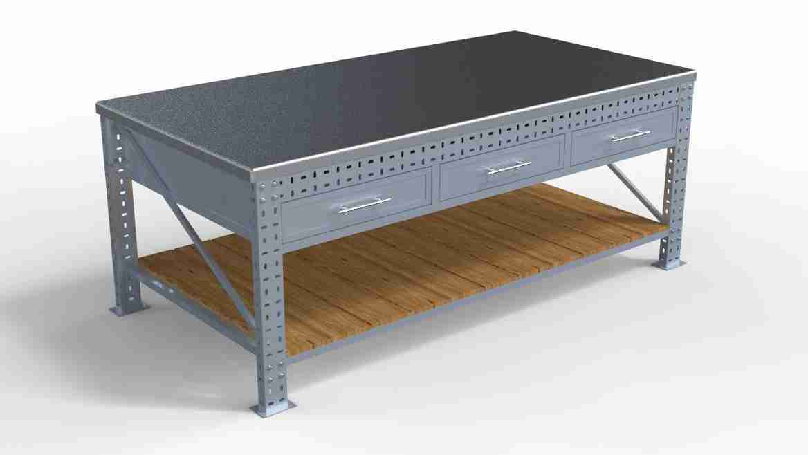 Mesa de trabajo industrial con cajones para taller