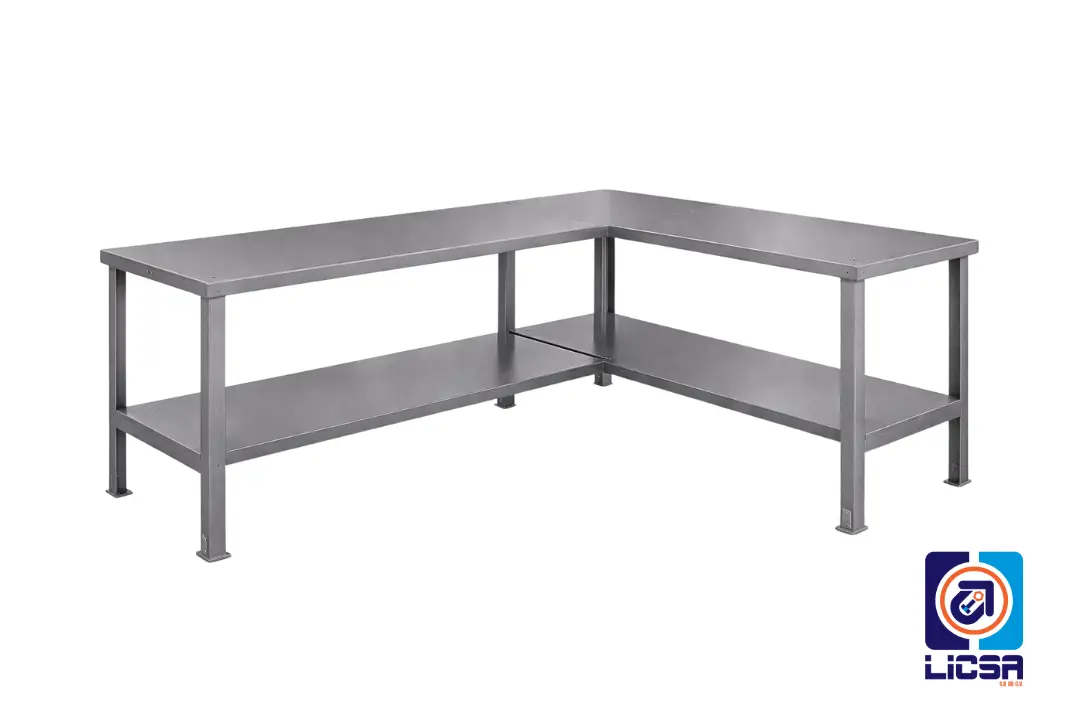 Mesa industrial en forma de L