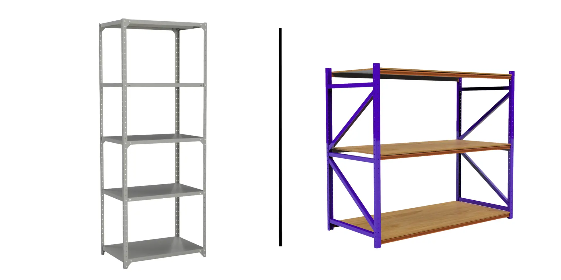 Composición visual de racks y estanterías industriales